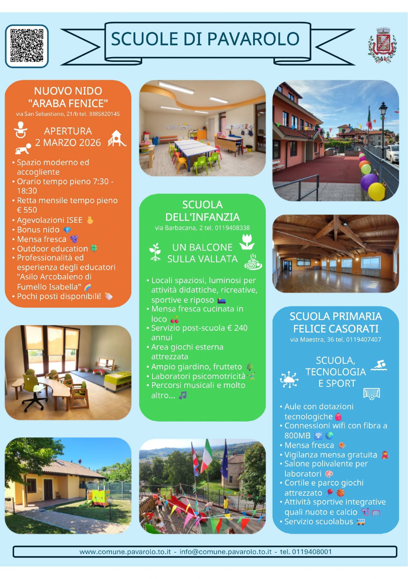 Pavarolo - 3 strutture scolastiche: nido, infanzia e primaria