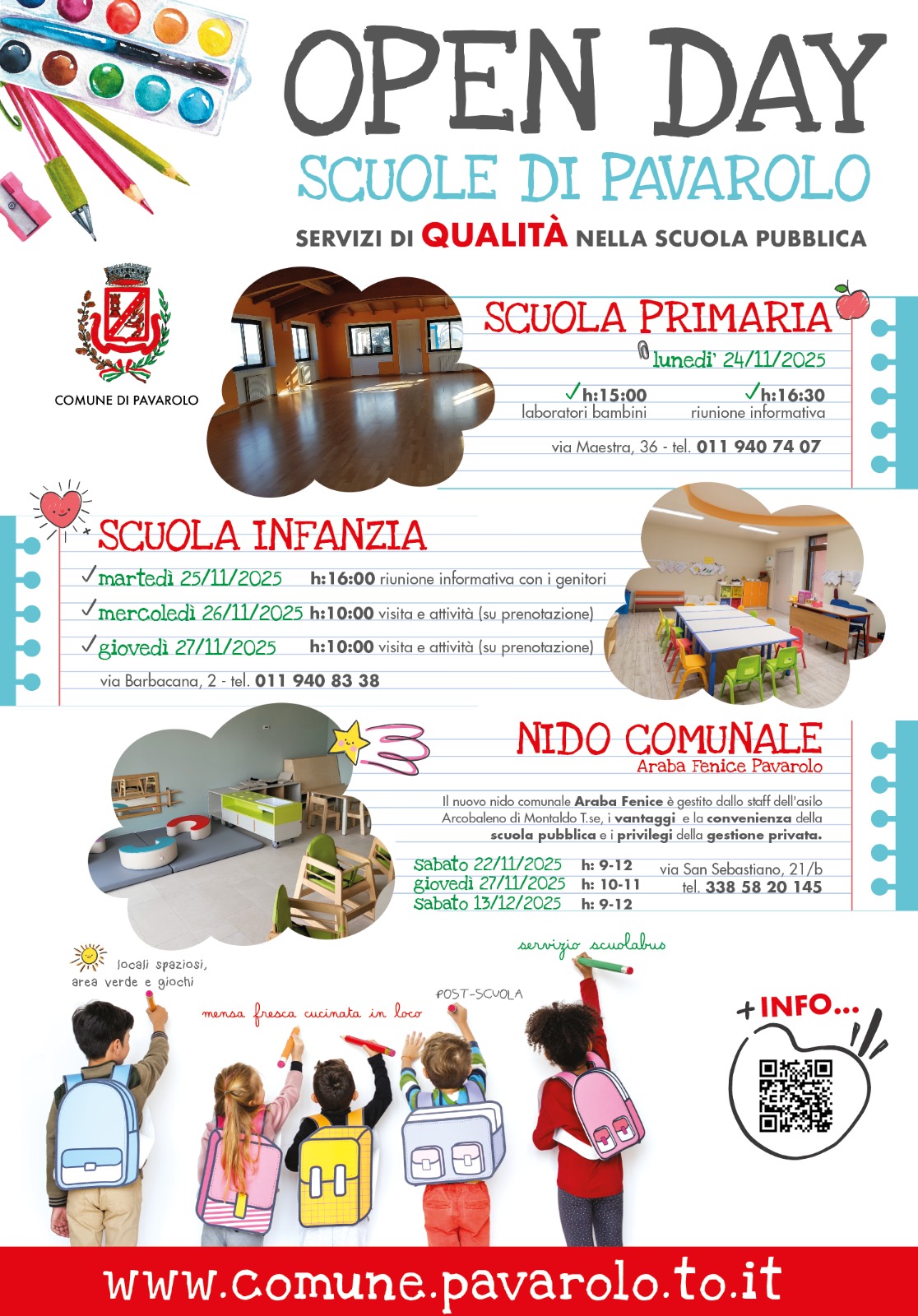 Immagini delle 3 strutture scolaastiche: nido, infanzia e primaria